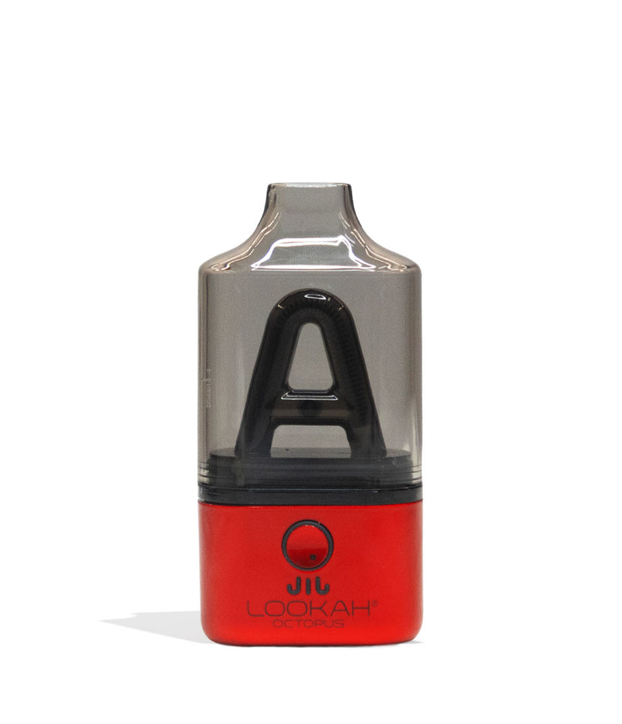 Red Lookah Octopus Dab Rig Vaporizer Front View on White Background