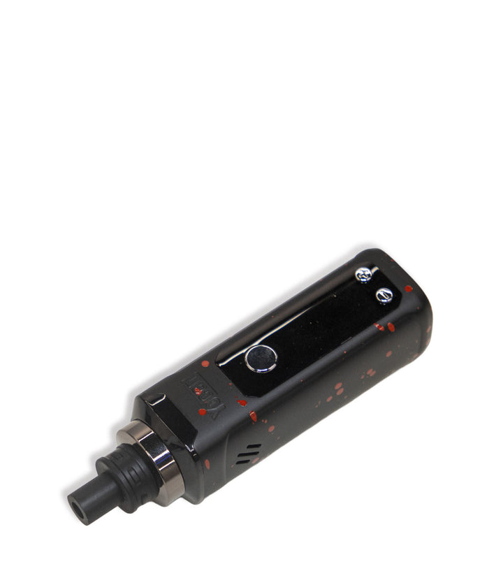 Black Red Spatter Wulf Mods Nestor Portable Concentrate Vaporizer Down View on White Background