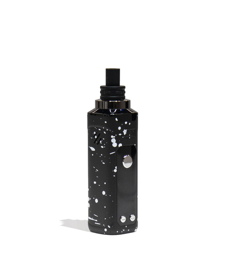 Black White Spatter Wulf Mods Nestor Portable Concentrate Vaporizer Side View on White Background