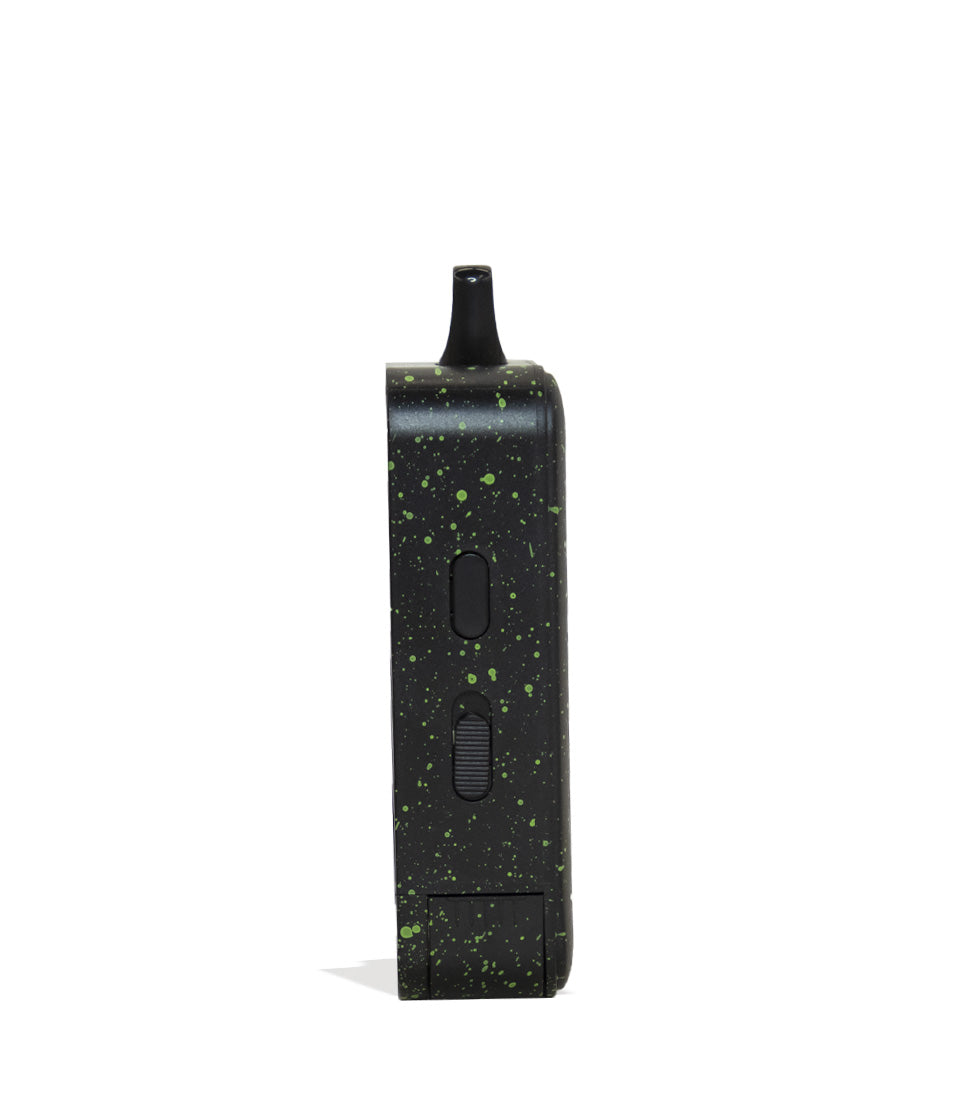 Black Green Spatter Wulf Mods Recon Pro Dual 510 Voltage Battery 9pk Side View on White Background