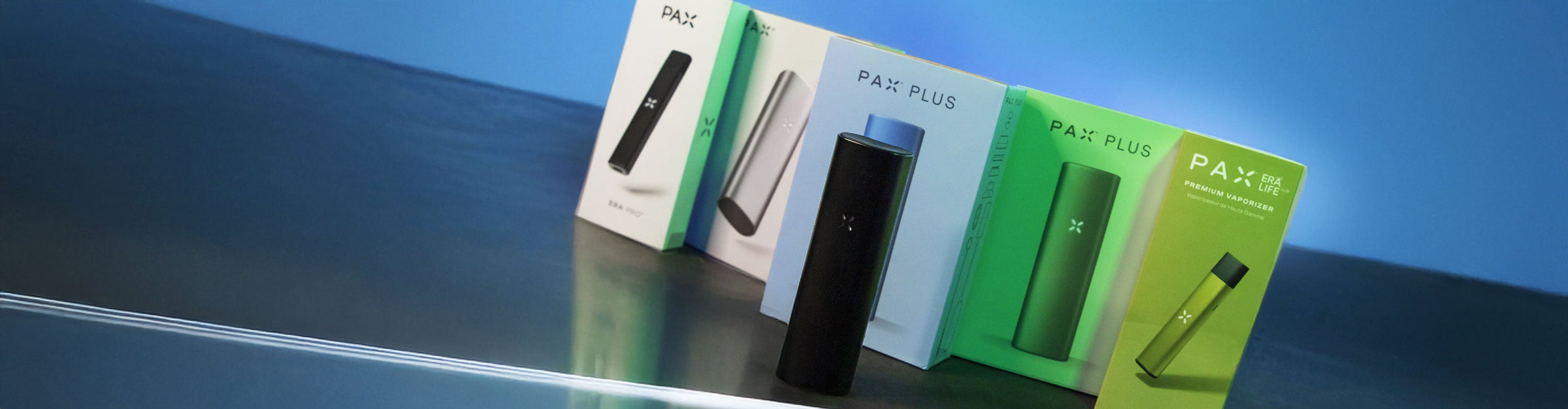 Wholesale Pax products laying down on black countertop inside office