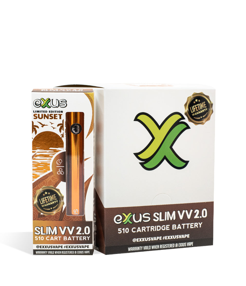 Sunset Exxus Vape Slim VV 2.0 Cartridge Vaporizer 12pk on white background