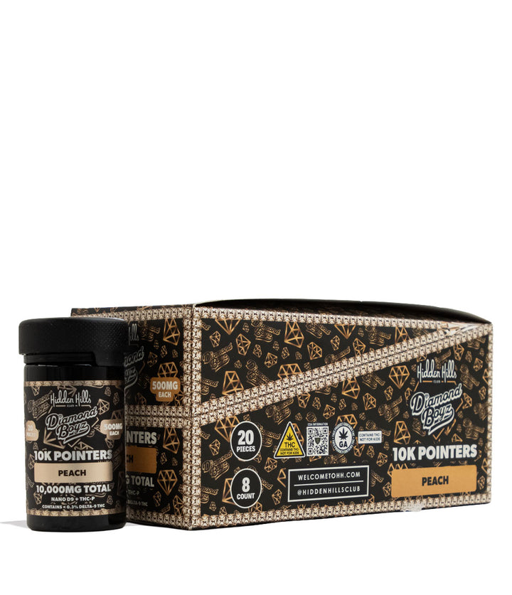Peach Hidden Hills 10000mg Diamond Boyz 8k Pointers Gummies 8pk Front View on White Background