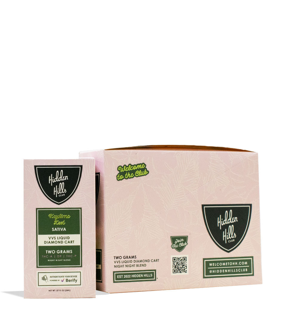 Keylime Zest Hidden Hills VVS 2g Liquid Diamond Night Night Blend Cartridge 5pk Front View on White Background