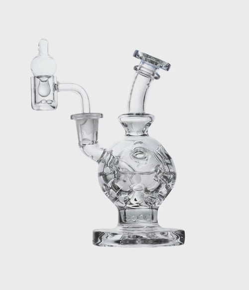 Wulf Mods Atom 14mm Dab Rig with Quartz Banger Animated Bubbling on White Background [auto-mp4]