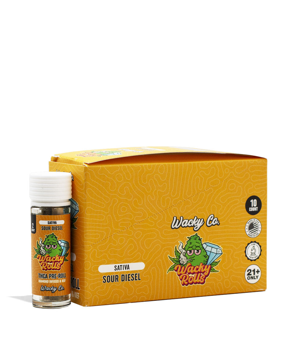Sour Diesel Wacky Rolls THC-A Diamond Infused Pre Roll 10pk Front View on White Background
