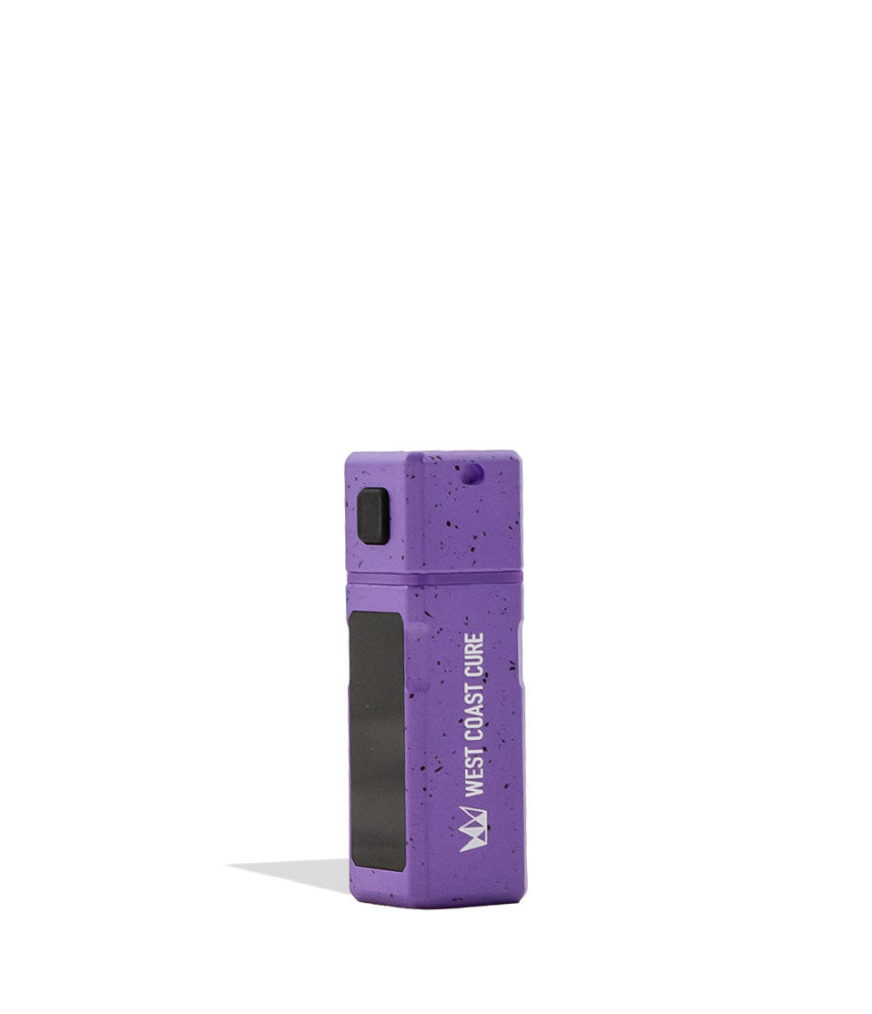 Purple Black Spatter West Coast Cure Grid Variable Voltage Battery 12pk Side View on White Background
