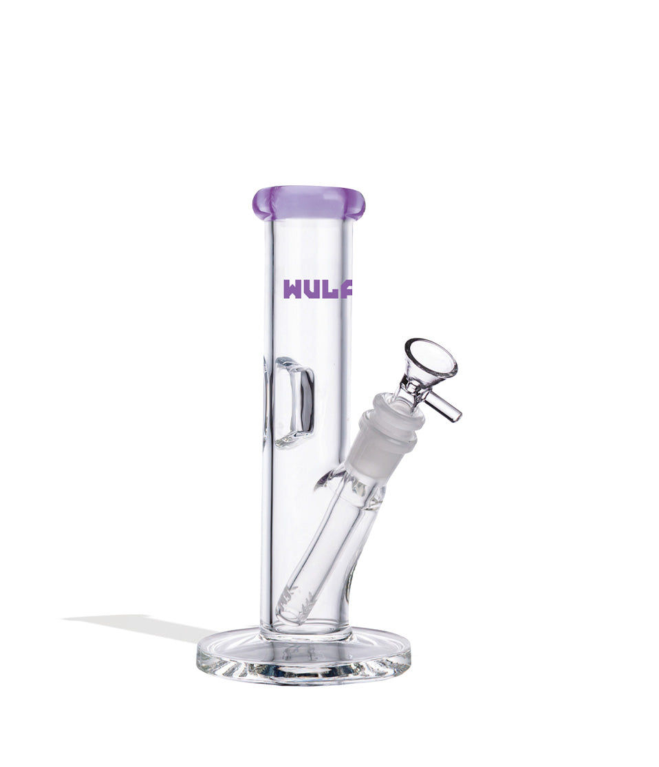 Purple Wulf Mods 5mm 8inch Straight Water Pipe Front View on White Background