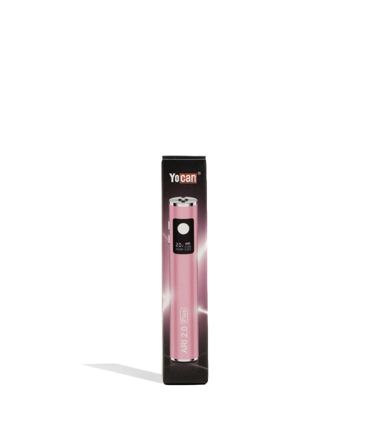 Pink Yocan Ari Plus 2.0 Variable Voltage Battery 15pk Packaging Front VIew on White Background