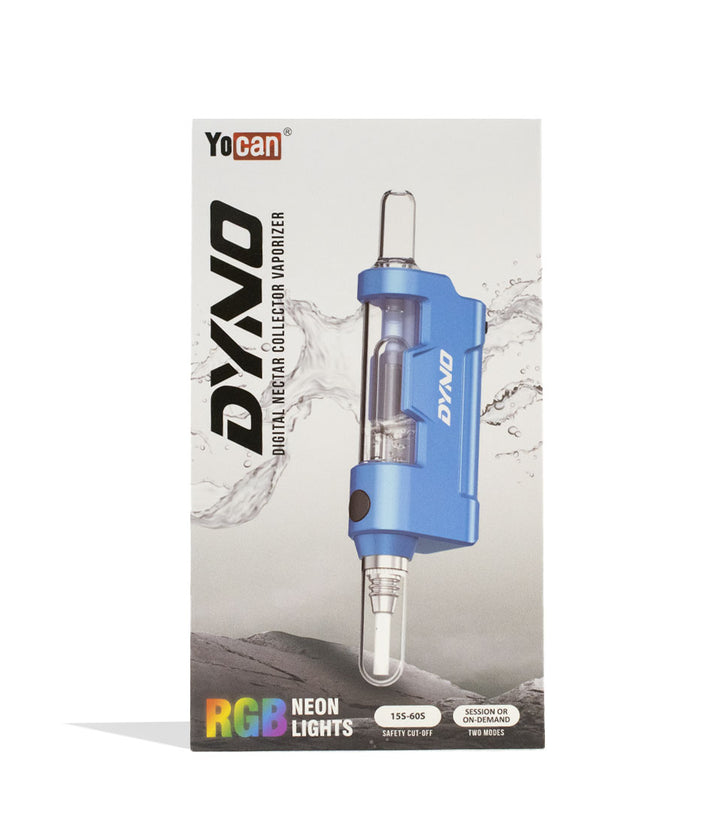 Blue Yocan Dyno Digital Nectar Collector with Glass Bubbler Packaging Front View on White Background
