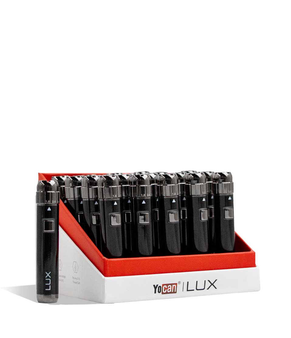 Yocan LUX Cartridge Vaporizer 20pk black side angle on white background