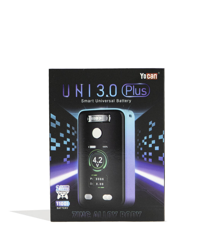Rainbow Yocan UNI 3.0 Plus Variable Voltage Battery Packaging Front View on White Background