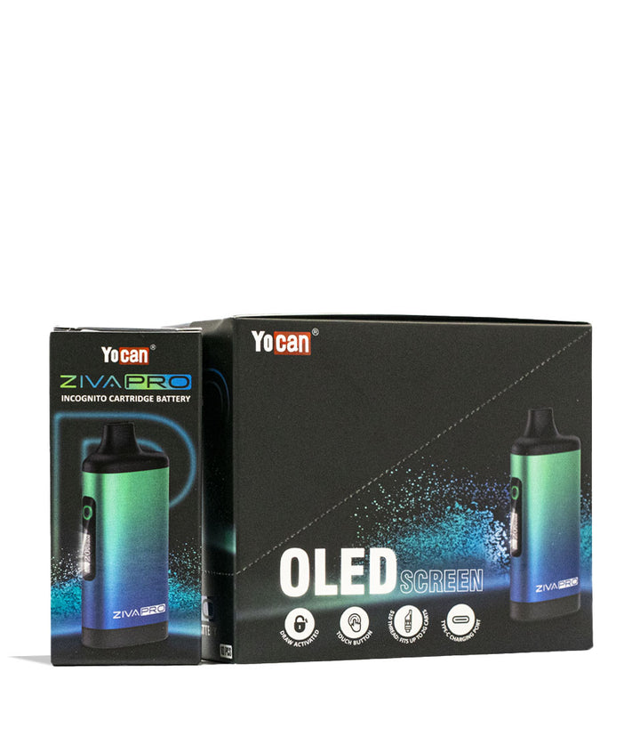 Cyan Yocan Ziva Pro 2g Cartridge Vaporizer 10pk Front View on White Background