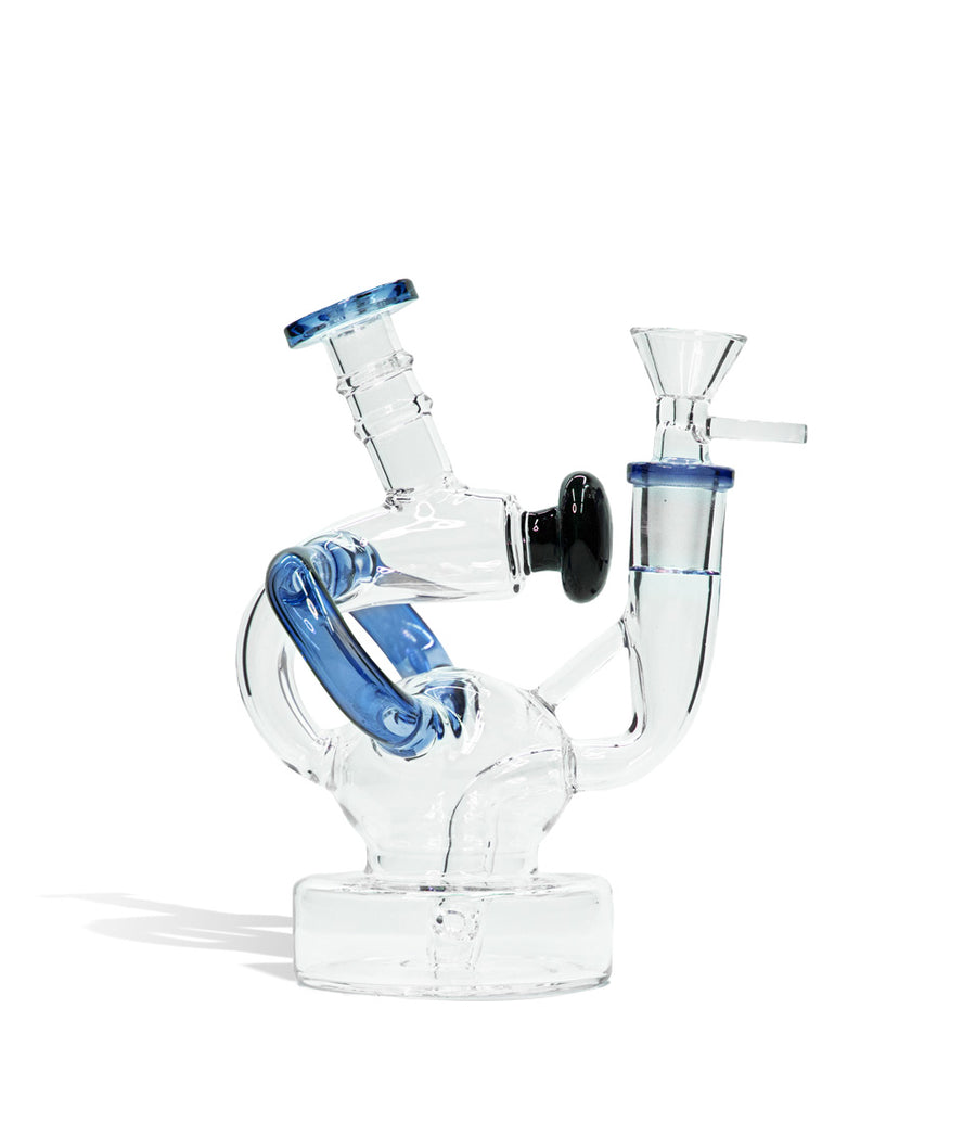 Blue 6 Inch Recycler Oil Rig with 14mm Bowl on white background