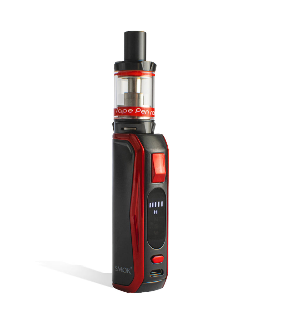 Black Red side view with tank on SMOK PRIV N19 30w Starter Kit on white studio background