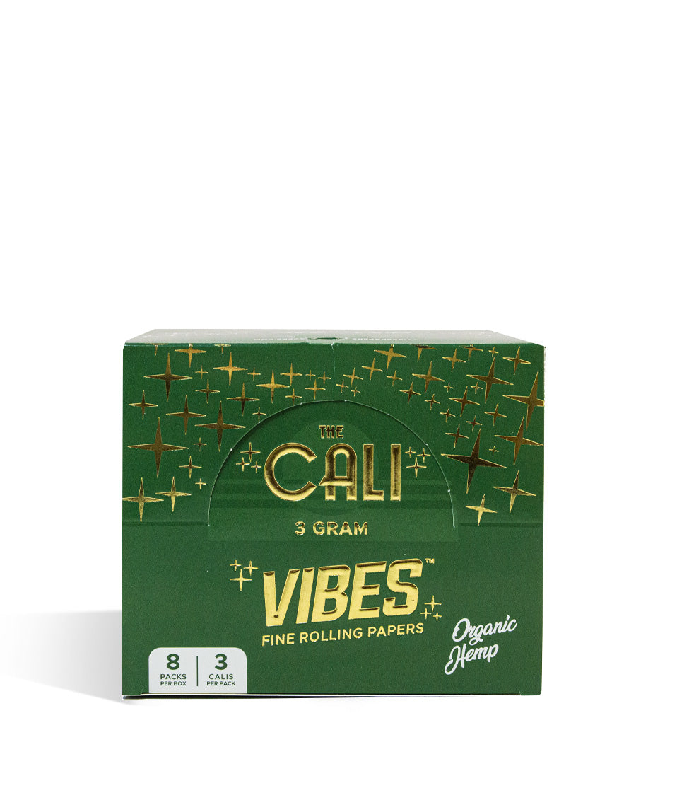 Organic Hemp 3 Gram Vibes The Cali Pre Rolled Cone Display 8 3pks per Display on white studio background