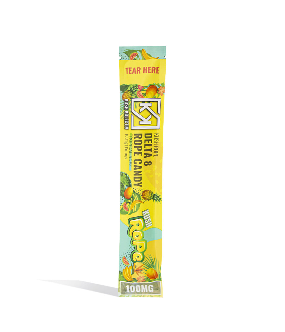 Tropical Rope Kush Kolectiv 100mg D8 Gummies on white studio background