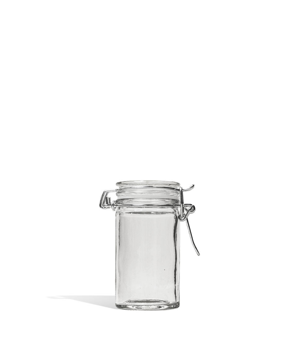 Lucky Stash Air Tight Glass Pop Top Jars 12pk Small Jar Front View on White Background