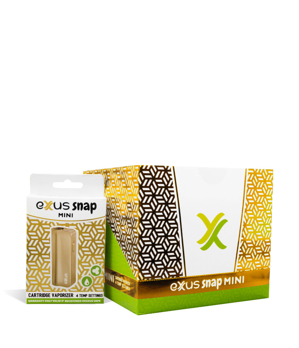 Gold w/single pack  Exxus Vape Snap VV Mini Concentrate Vaporizer 12pk on white background