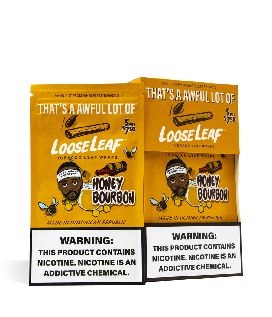 Honey Bourbon Desto Dubb That's A Awful Lot Of Loose Leaf Tobacco Wrap 40pk on white studio background