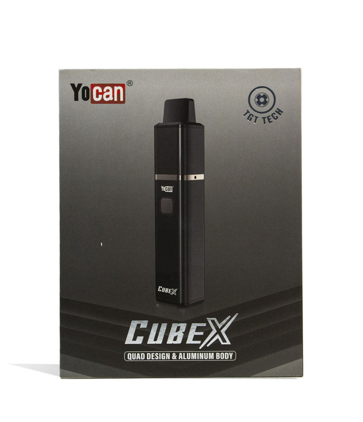 Black  Yocan CubeX Concentrate Vaporizer Packaging Front View on White Background