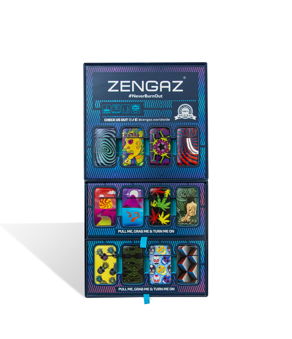 ZL-13 front Zengaz Lighter POP Display 48pk on white studio background